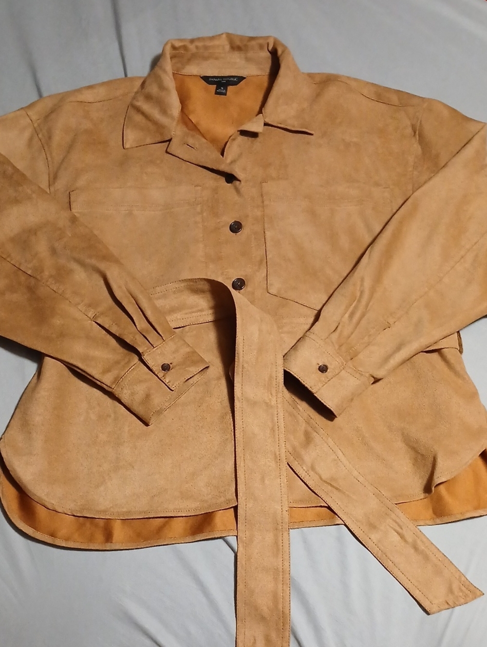 Banana Republic Tan Suede Belted Shirt Jacket